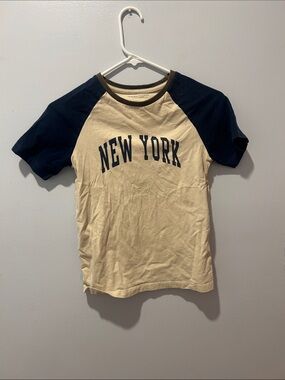Denim & Flower Cream and Navy 'New York' Raglan Tee